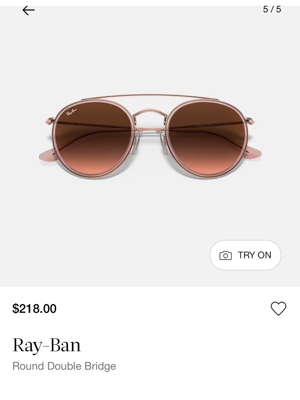 Ray-Ban Round Double Bridge Sunglasses - Copper Pink Lenses